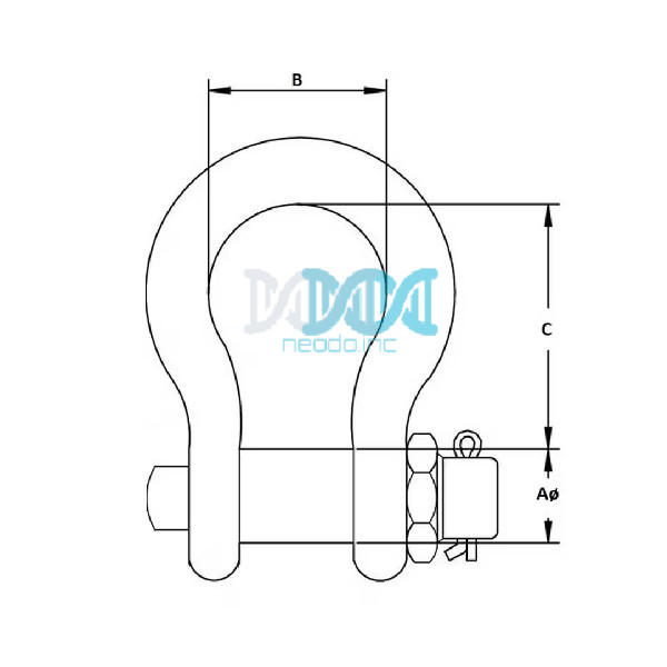 NEO-05883-1 Euro Bow Shackle 6mm 316 Stainless Steel