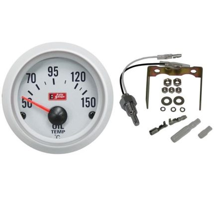 Auto Gauge 52mm Oil Temperature Gauge White/Sil Rim