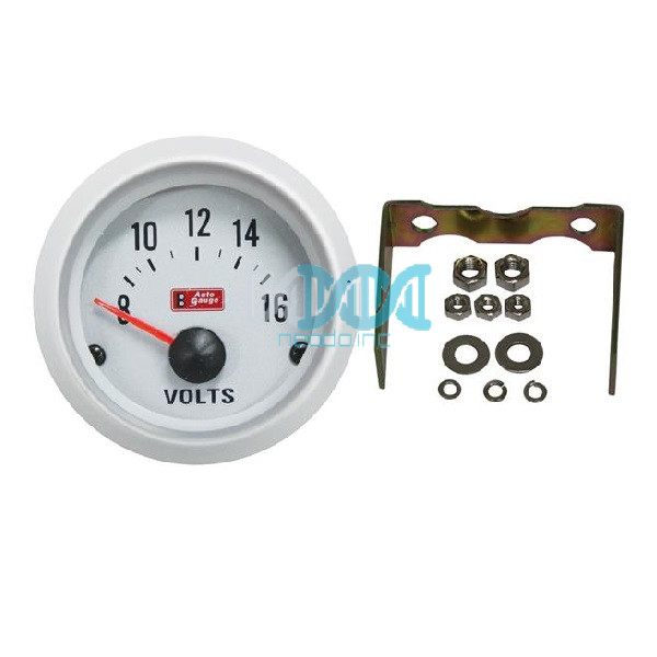 NEO-01300 Auto Gauge 52mm Voltage Gauge Silver/Silver