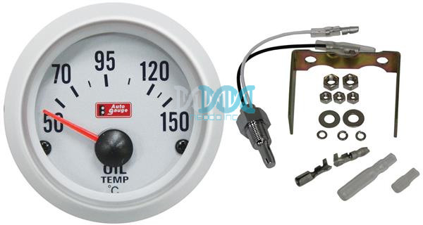 52mm Oil Temperature Gauge White/Sil Rim