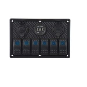 6 Gang Switch Panel – Double Usb + Volt Meter