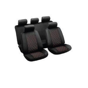9Pce Seat Covers Grid Red/Black