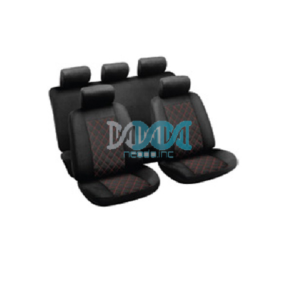 9Pce Seat Covers Grid Red/Black
