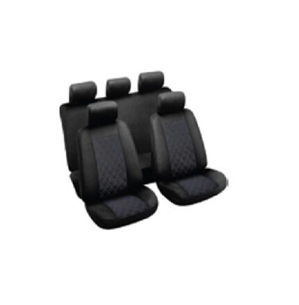 9Pce Seat Covers Grid Blue/Black
