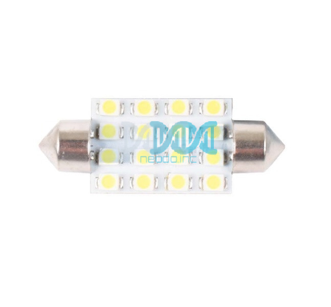 Led Globe Festoon 12-24V 16 Leds 10 x 41mm - Led Chip 4014 Base SV8.5