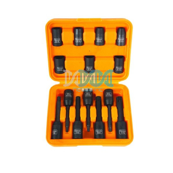 Hoteche 1/2 Inch Drive E-Socket And Torx Bit Set – 14 Pieces