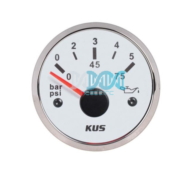 52mm Oil Pressure Gauge White Face With Stainless Steel Ring