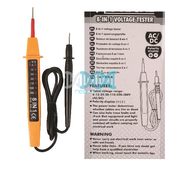 NEO-16166 Voltage Tester 6-12-24-50-110-220-380V (AC/DC) Polarity Display