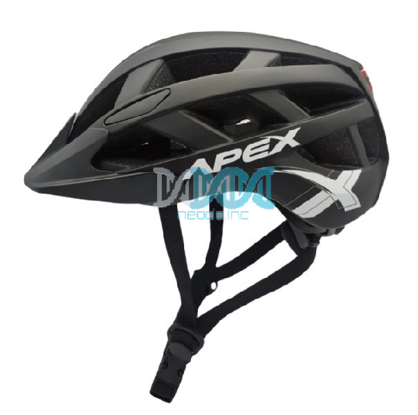 Helmet Apex Adult Matte Black Medium 55-58cm With Safety Light