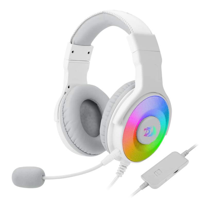 Redragon Over-Ear Pandora Usb (Power Only)|Aux (Mic And Headset) Rgb Gaming Headset – White