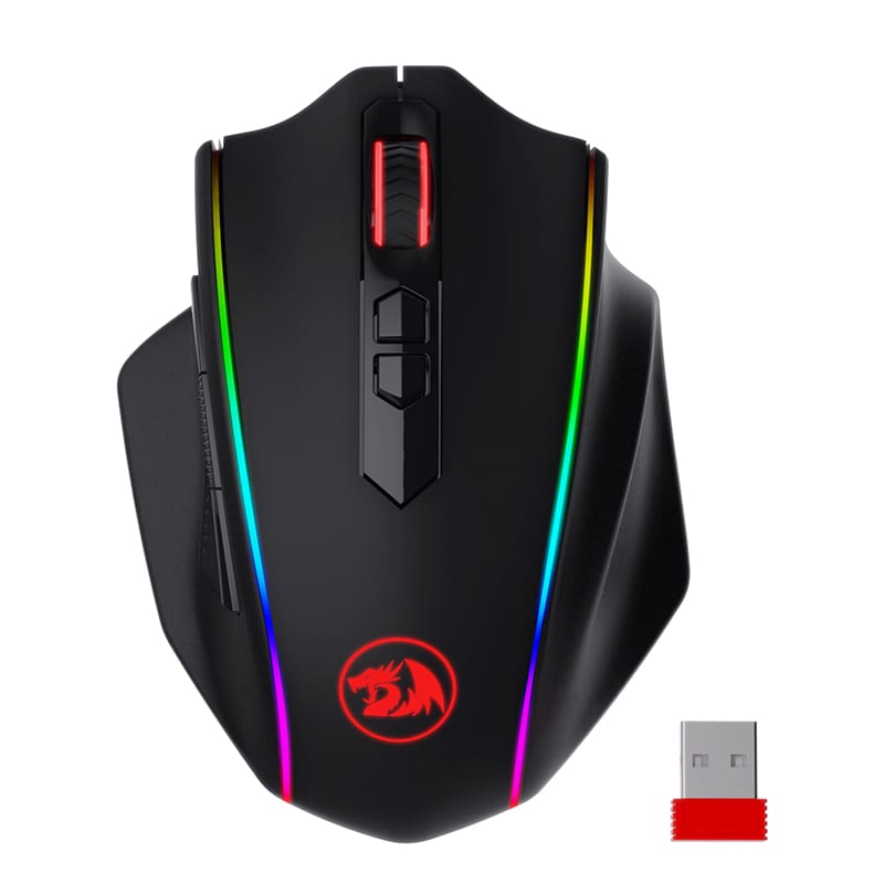 Redragon Vampire Elite Wireless 16000Dpi|8 Button|Ergonomic Design|P3335 Optical Sensor|Type-C Cable|Rgb Backlit Gaming Mouse – Black