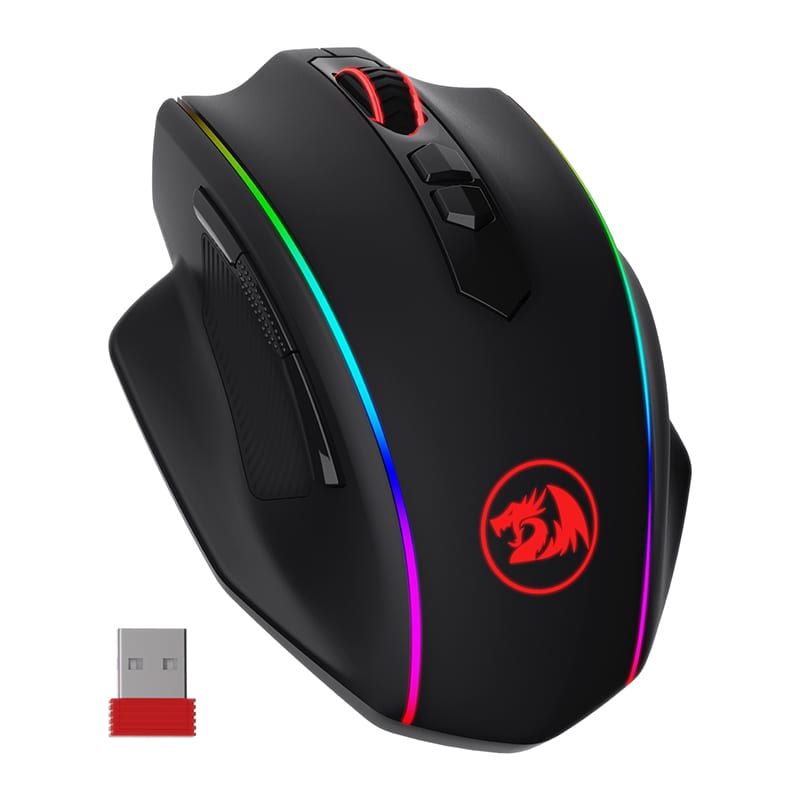 Redragon Vampire Elite Wireless 16000Dpi|8 Button|Ergonomic Design|P3335 Optical Sensor|Type-C Cable|Rgb Backlit Gaming Mouse – Black