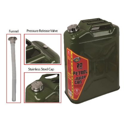 Jerry Can 20Lt Un/Ce With Screw Cap & Spout