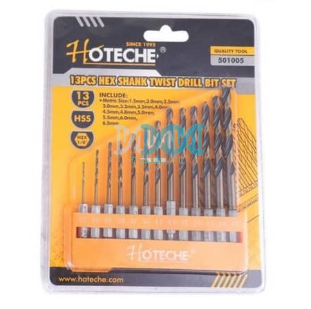 NEO-13965 Hoteche Drill Bit Set 13 Piece Hss Hex Shank Twist