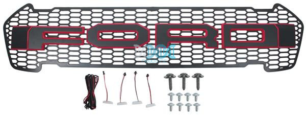 Grille With Black Letter With Led Ranger 2015-Onwards Red
