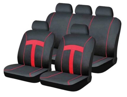 Seat Cover 9 Piece Red T-Style