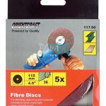 Sanding Disc 115mm Grit 36 5 Piece