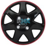 14 Inch Wheel Covers Ice Black/Red Trim