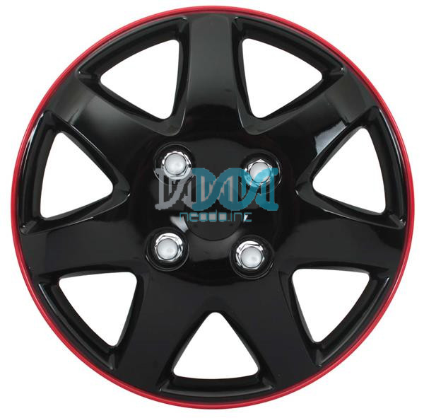 14 Inch Wheel Covers Ice Black/Red Rim