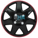 13 Inch Wheel Covers Ice Black/Red Rim