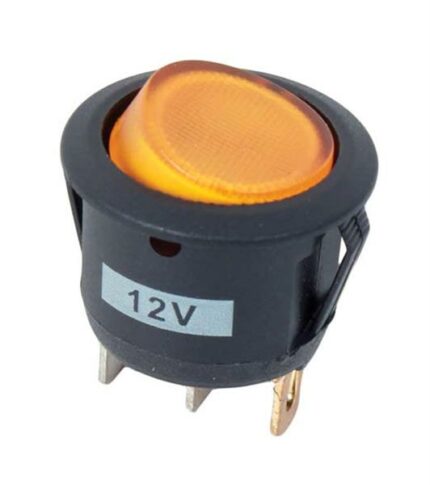 Rocker Switch Rnd Amber 12V